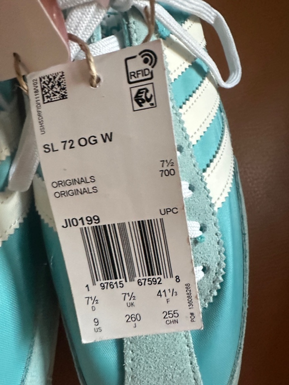 adidas Women's Aqua/White Samba Retro Sneakers - Picture 3 of 6